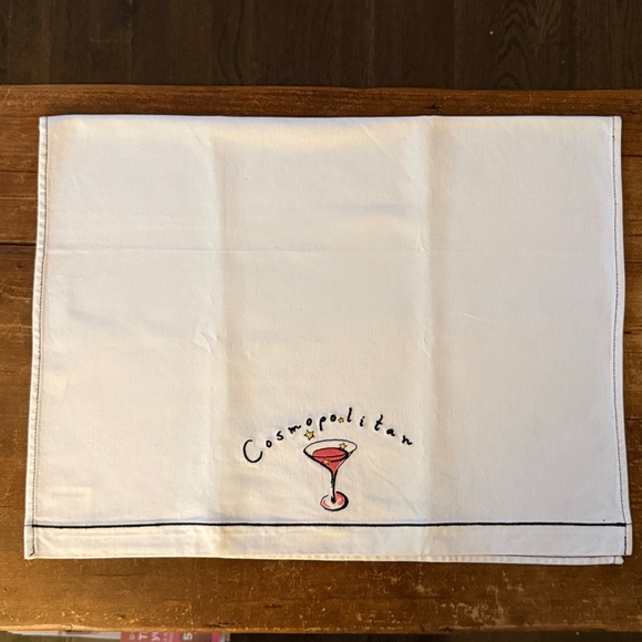 Pottery Barn Vintage Martini Embroidered Cocktail Napkins and Bar Towel - Picture 10 of 14